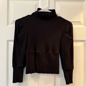 Black Ribbed Turtleneck Sweater